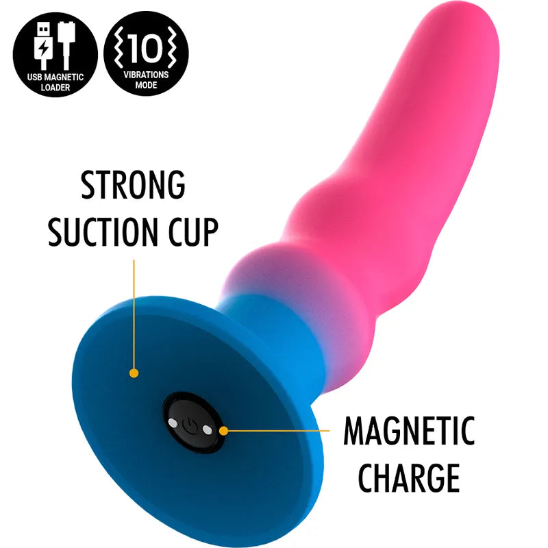 Godemichet Vibrant Multicolore Silicone Néon Anal