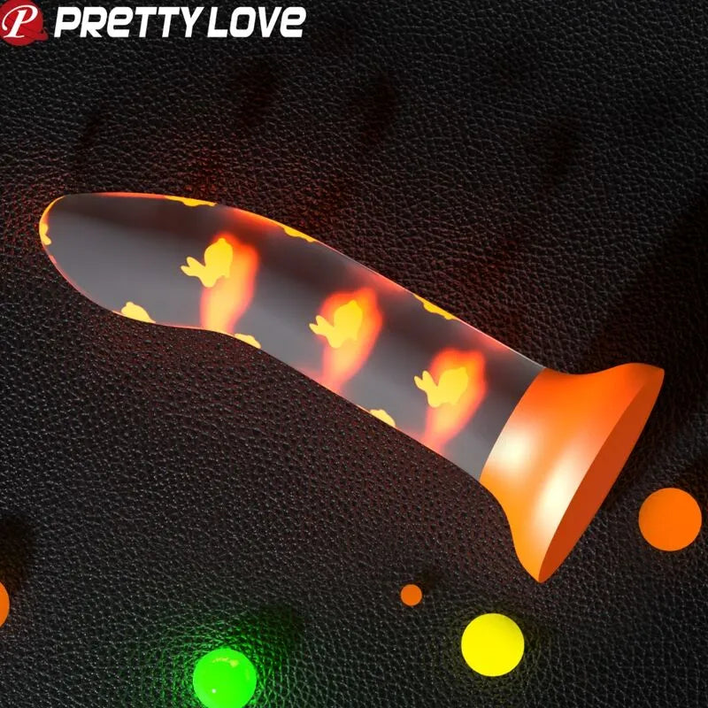 Grand Gode Lumineux Silicone Ventouse Orange