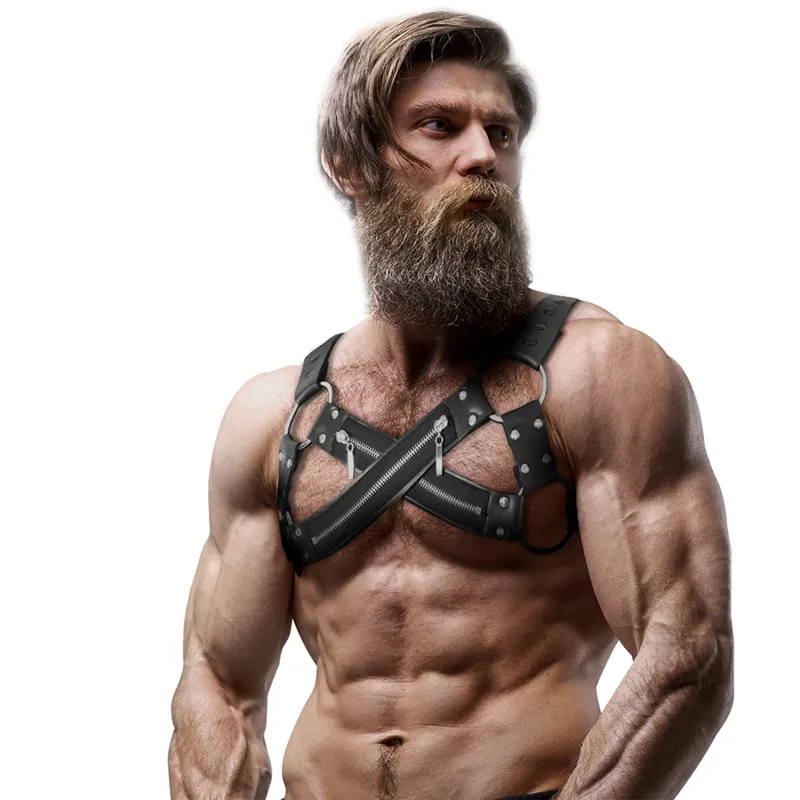 Harnais poitrine cuir végétalien homme élégant ajustable