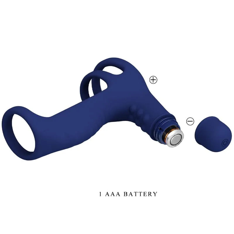 Harnais Pénien Vibrant En Silicone Bleu