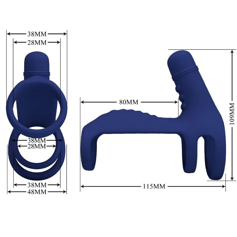 Harnais Pénien Vibrant En Silicone Bleu