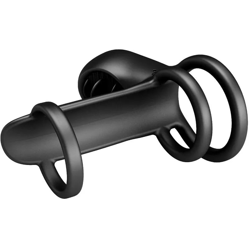 Harnais Pénien Vibrant Silicone Noir 12 Modi