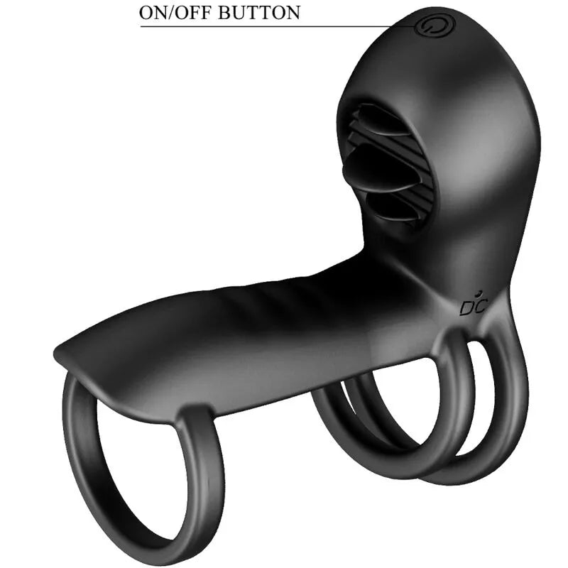 Harnais Pénien Vibrant Silicone Noir 12 Modi