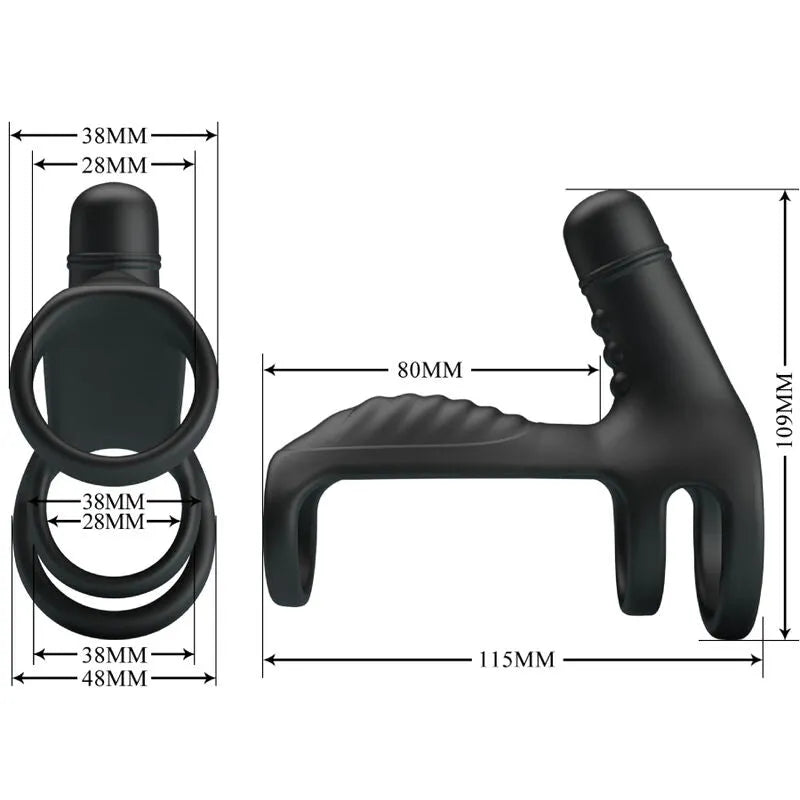 Harnais Pénien Vibrant Silicone Noir Couples