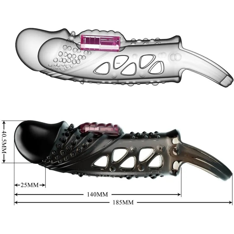 Manchon Pénien Vibrant En Tpr Noir