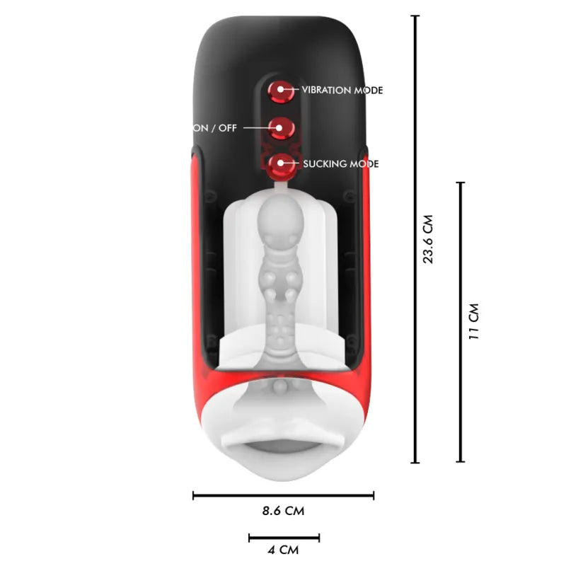 Masturbateur Automatique Bouche Silicone Noir Rechargeable