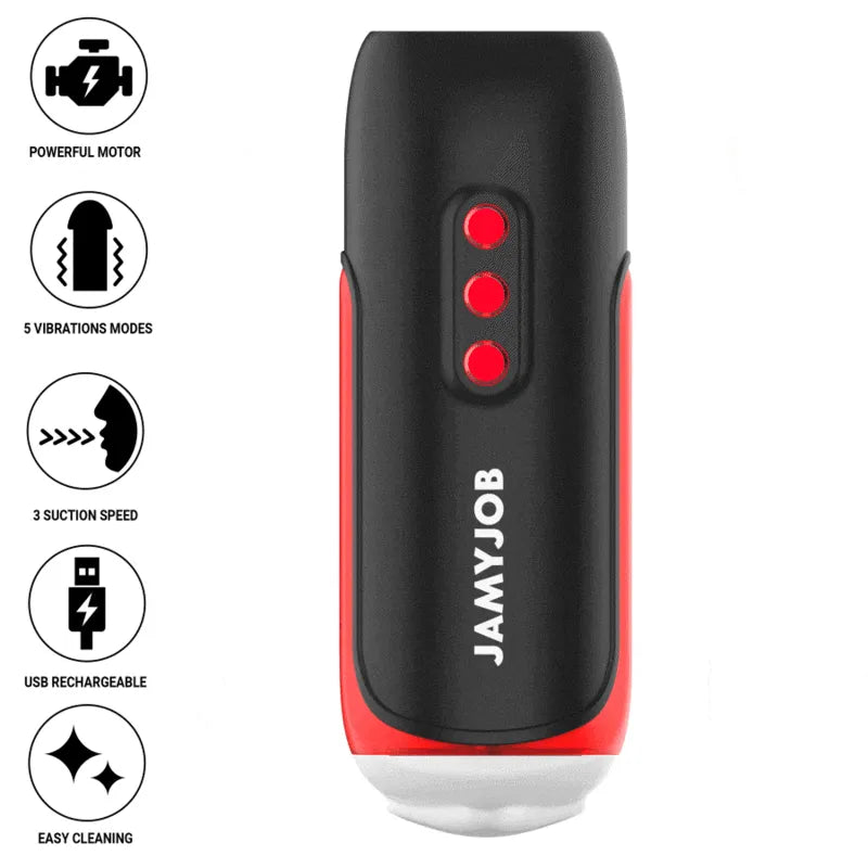 Masturbateur Automatique Bouche Silicone Noir Rechargeable