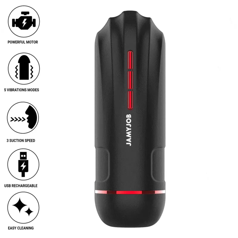 Masturbateur Automatique Silicone Noir Et Rouge