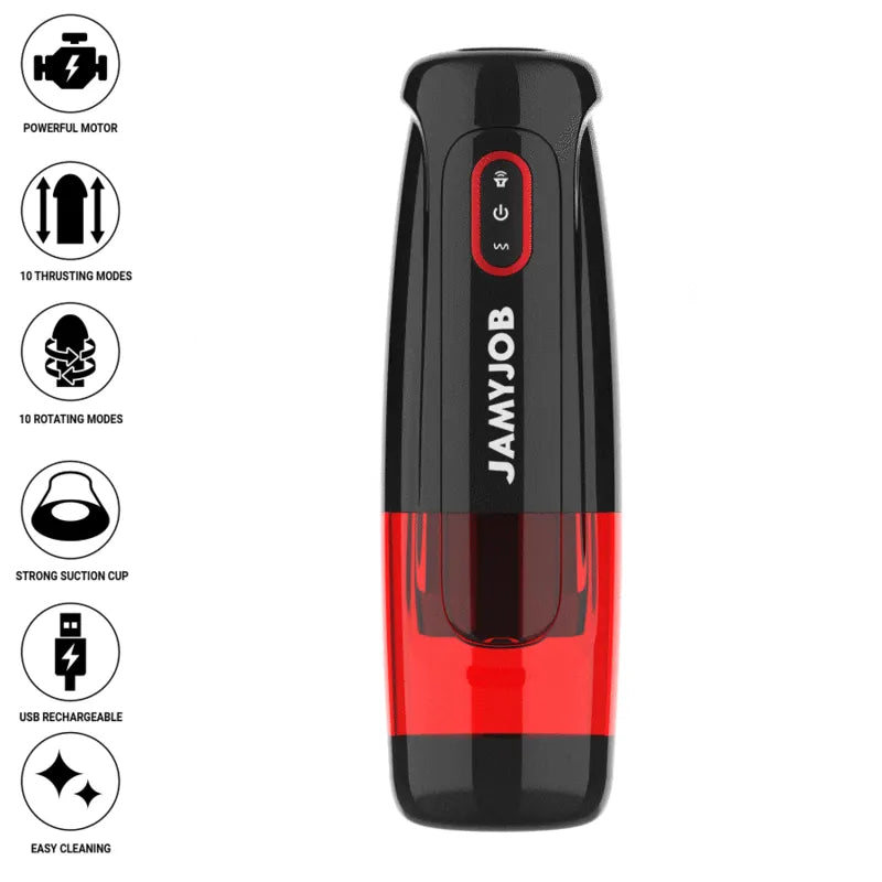 Masturbateur Automatique Silicone Noir Rouge Personnalisable
