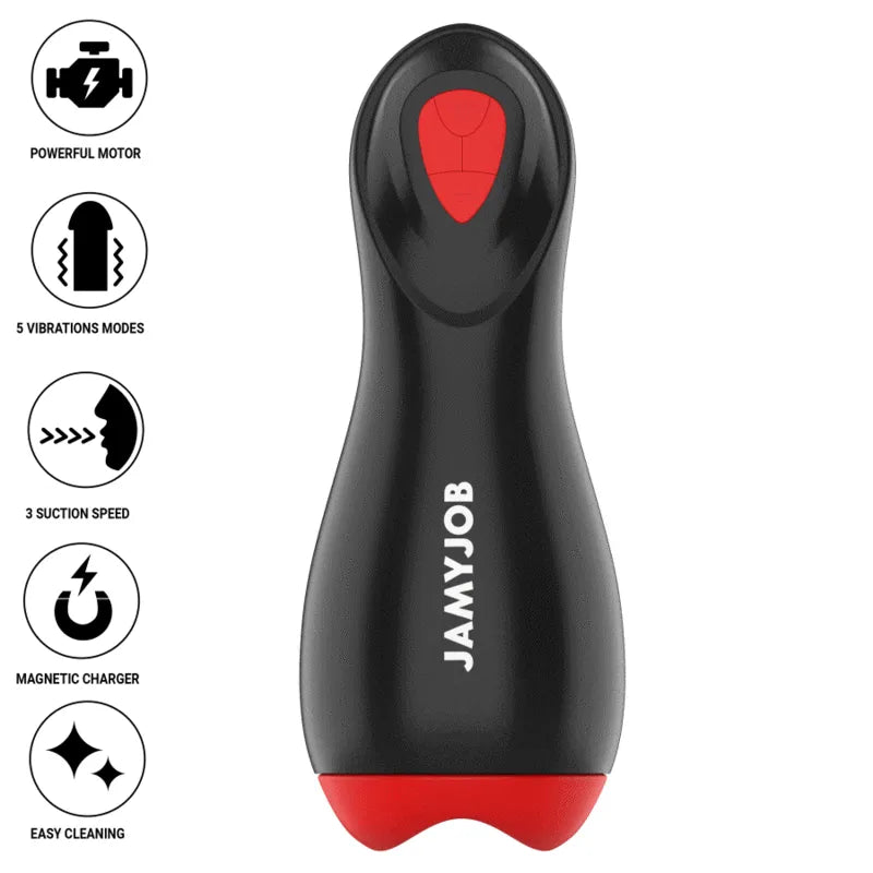 Masturbateur Automatique Silicone Rouge Profondément Rechargeable