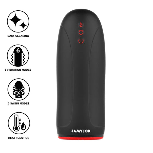 Masturbateur Masculin Silicone Noir Chauffant Premium