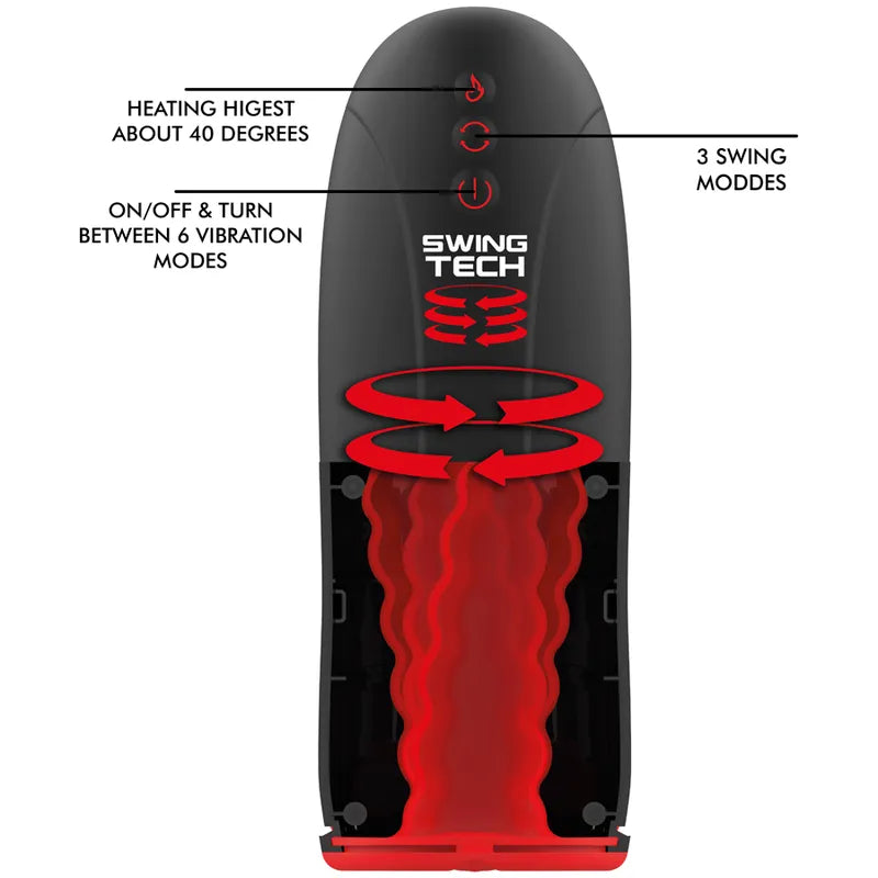 Masturbateur Masculin Silicone Noir Chauffant Premium