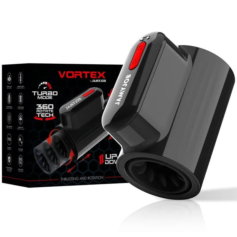 Masturbateur Masculin Silicone Noir Étanche Vortex