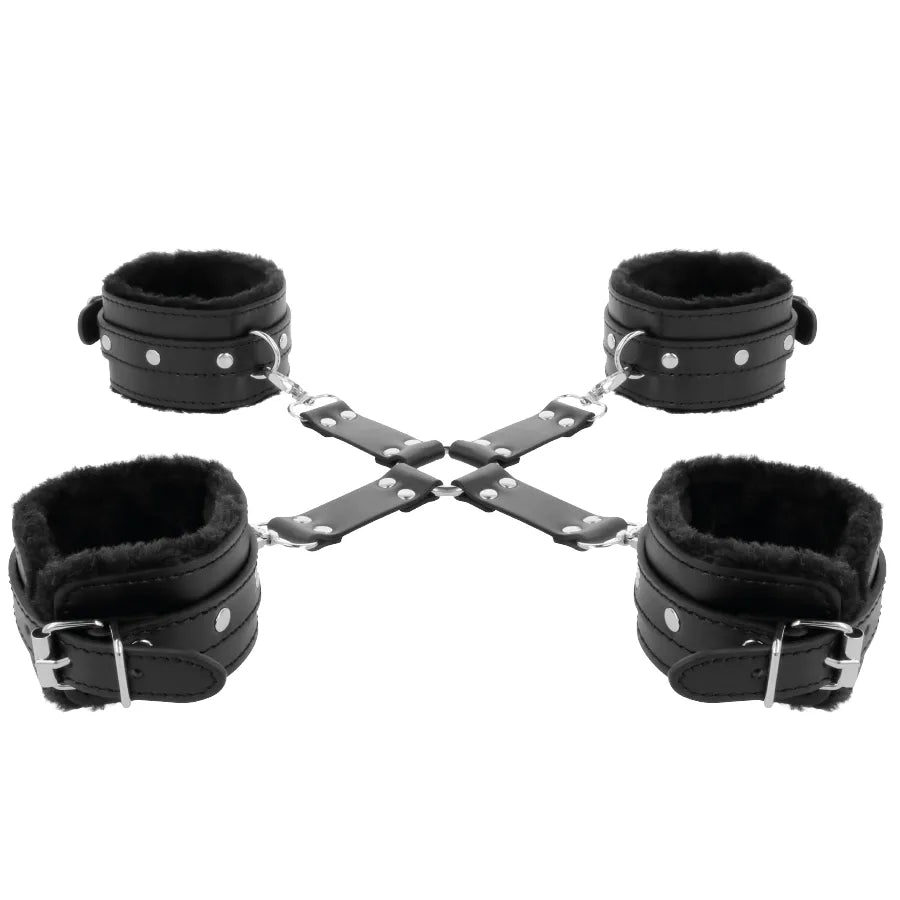Menottes Bdsm En Cuir Pvc Ajustables