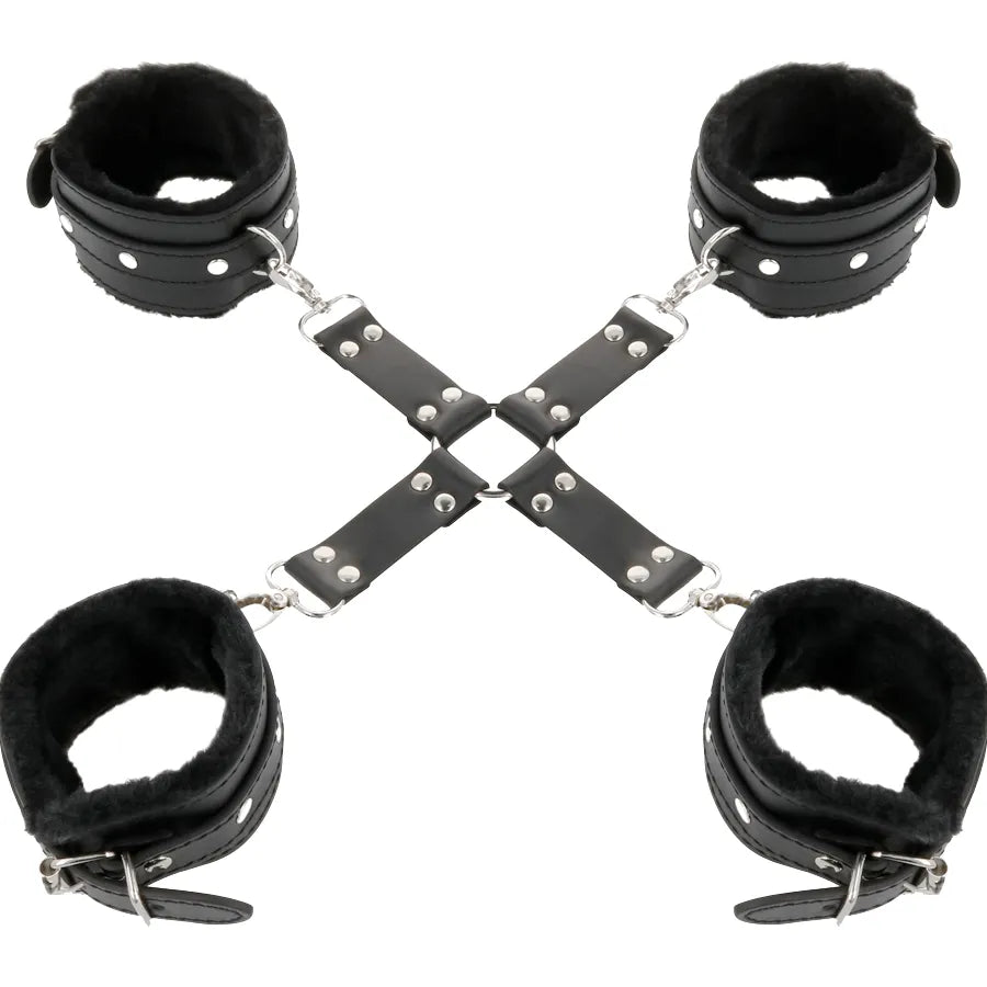 Menottes Bdsm En Cuir Pvc Ajustables