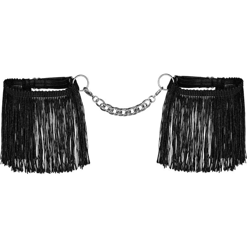 Menottes Noires Réglables Chaîne Argentée