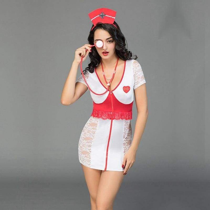 Infirmière - Ensemble de lingerie sexy de luxe avec stéthoscope jouet costume érotique pour femme SL10