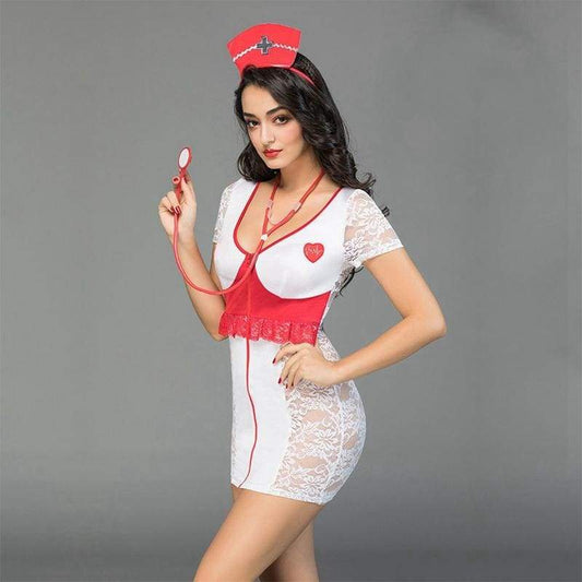 Infirmière - Ensemble de lingerie sexy de luxe avec stéthoscope jouet costume érotique pour femme SL10