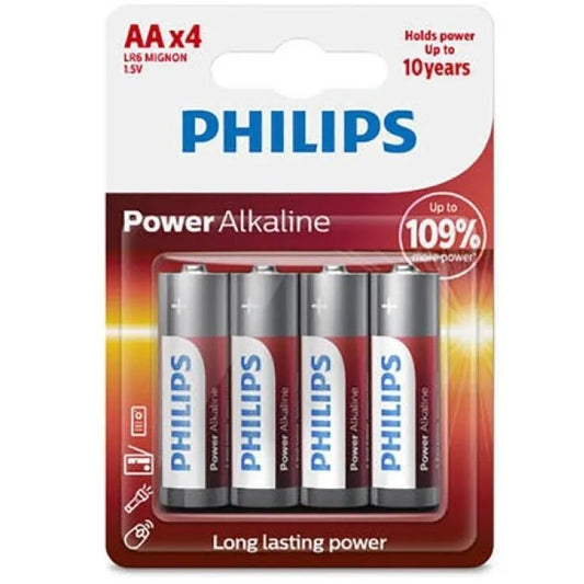Piles alcalines Aa Philips 1,5 V