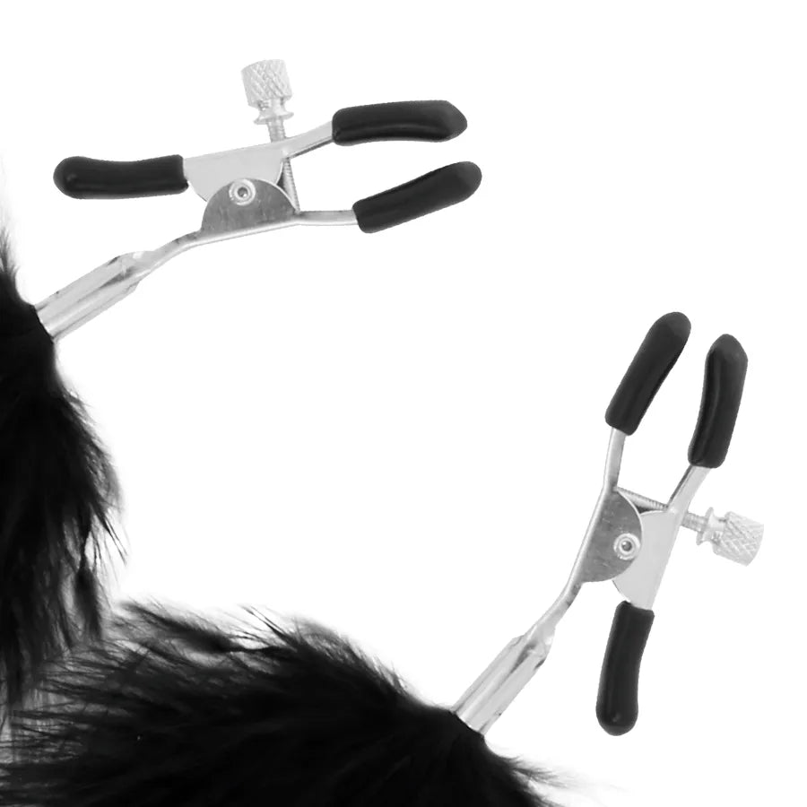 Pinces À Tétons Réglables Avec Pompons Pour Bondage