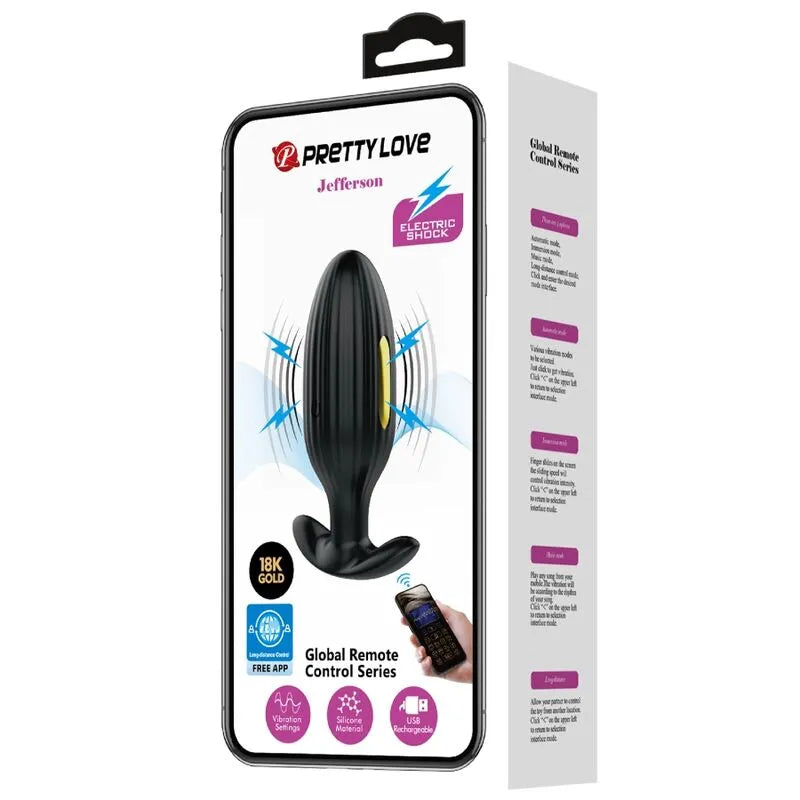 Plug Anal E-Stim Noir Rechargeable Avec Contrôle Mobile