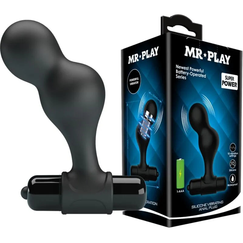 Plug Anal Vibrant Silicone Noir 10 Fonctions