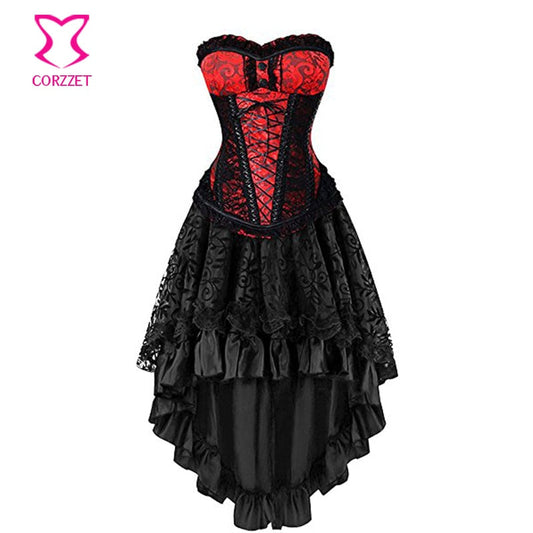 Victorian Corset + Skirt -  Vintage Aristocrat Dress Sexy Gothic Clothing Bustier Skirt Set