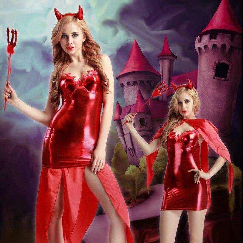 Red Demon -  Devil Role Play Costume Cosplay PU Leather Dress