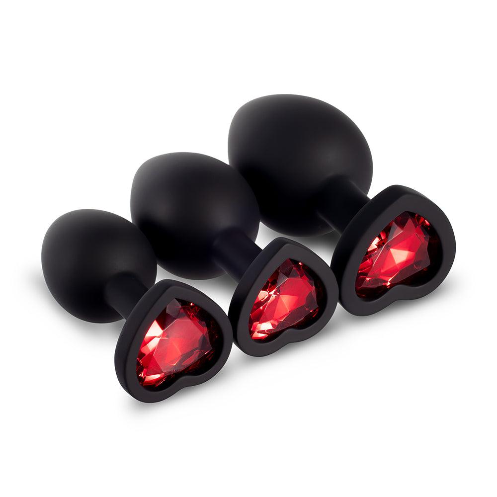 Red Gem Analplug-Set aus schwarzem Silikon