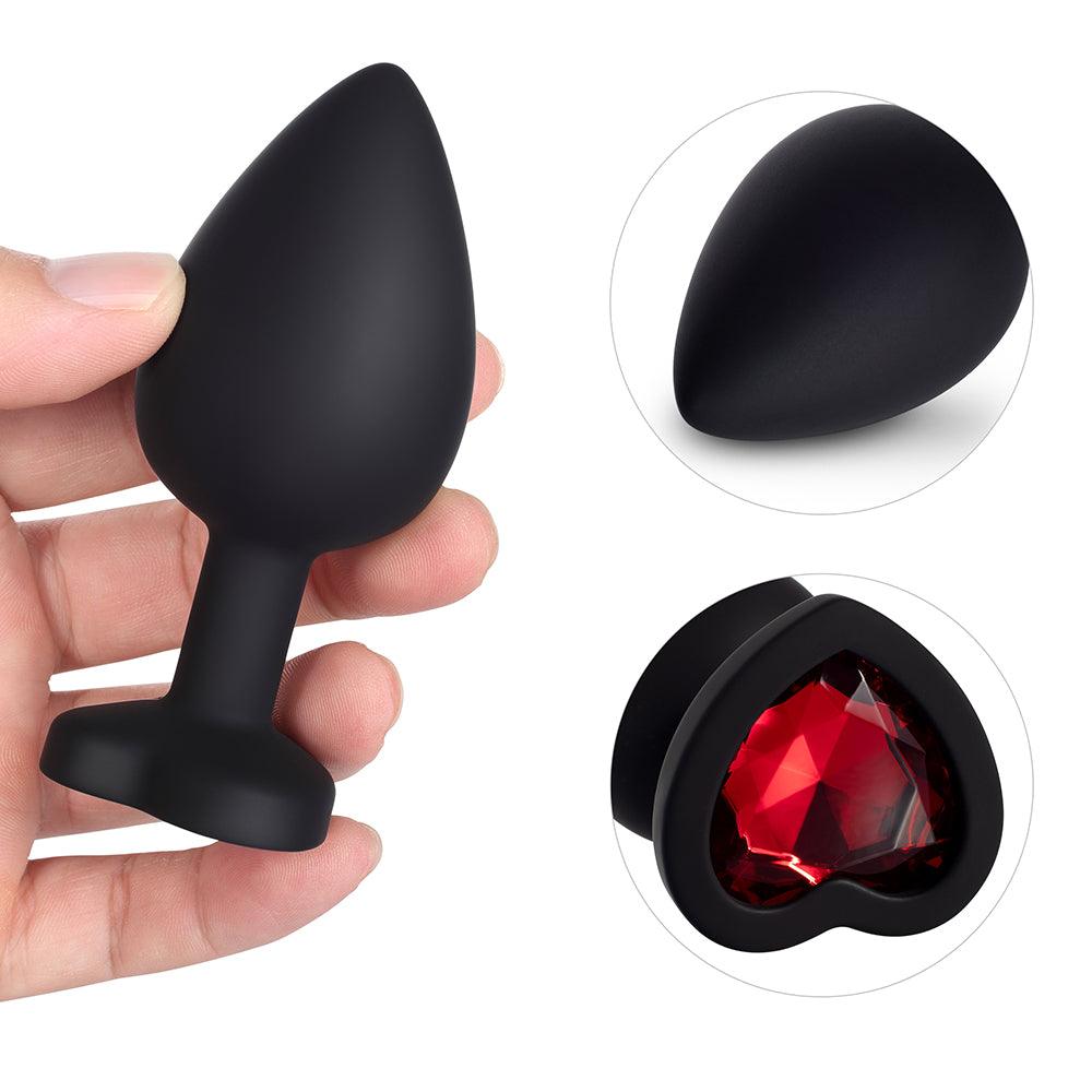 Ensemble de plug anal en silicone noir Red Gem