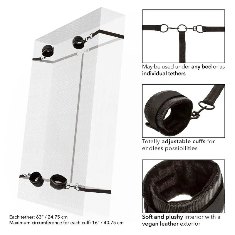 Système De Retenue Bdsm Sous Matelas Cuir Végétalien
