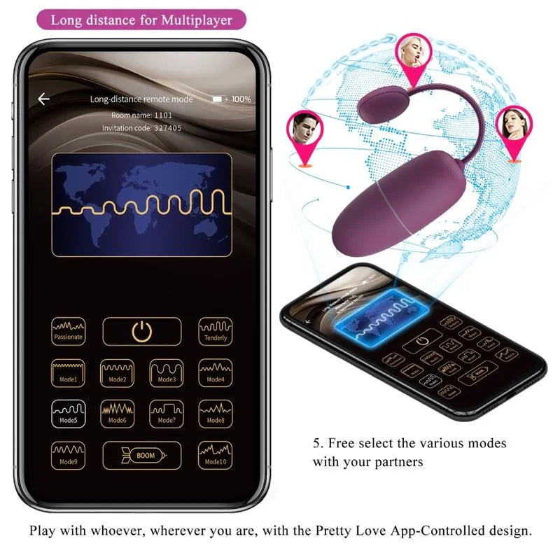 Œuf Vibrant Contrôle App Silicone Lilas