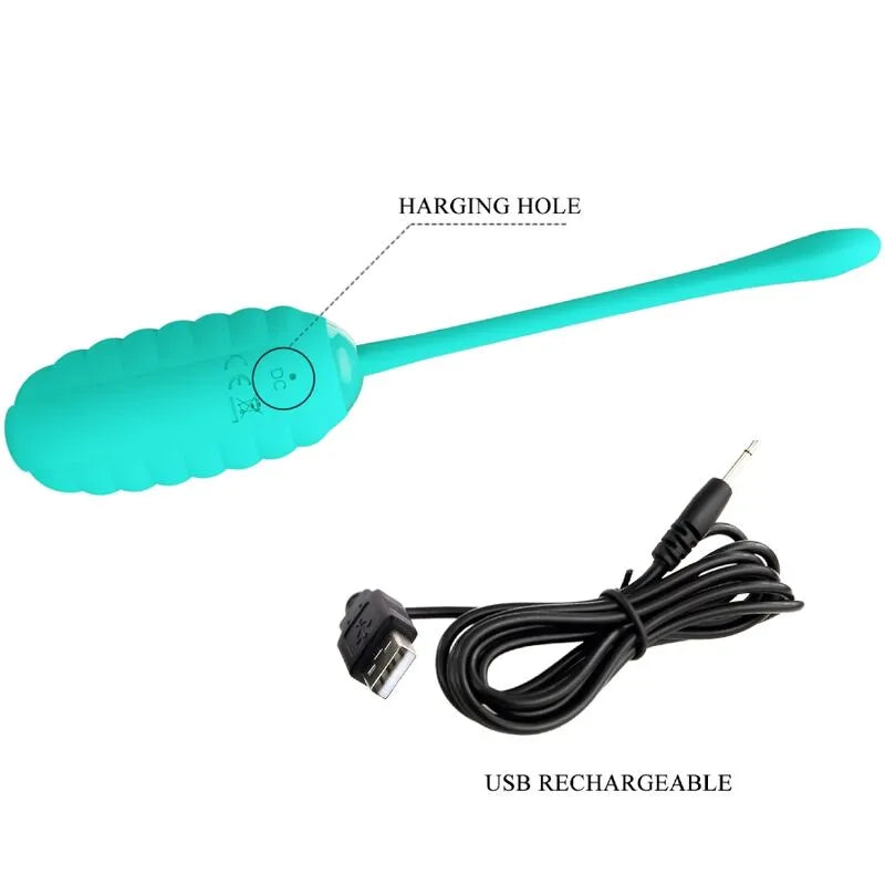 Œuf Vibrant Silicone Vert Aqua Rechargeable