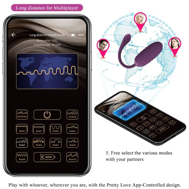 Œuf Vibrant Silicone Violet Contrôle Smartphone