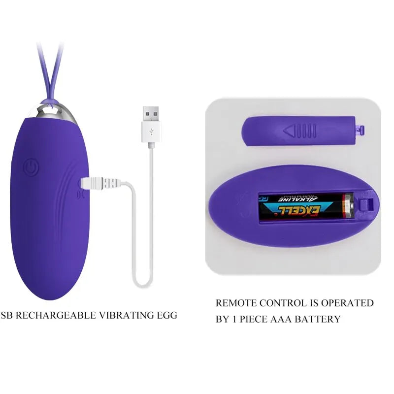 Œuf Vibrant Télécommandé Violet 12 Vibrations
