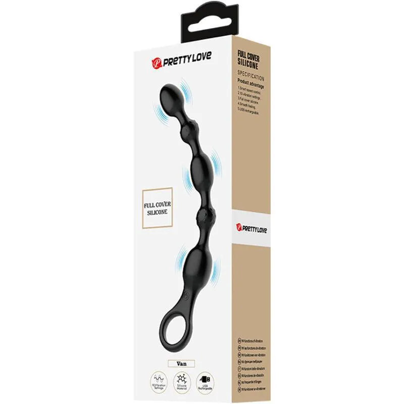 Vibromasseur Anal Perlé Silicone Noir Rechargeable