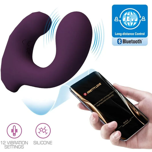 Vibromasseur Paar Silikon Violett Connecté