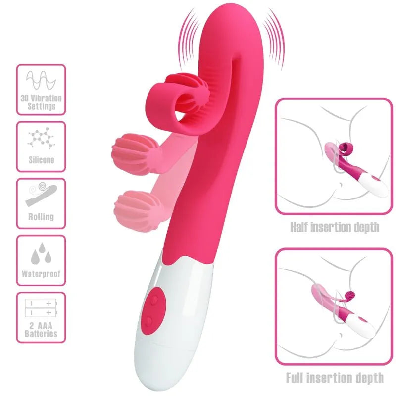 Vibromasseur Ergonomique Rose 30 Modes Silicone