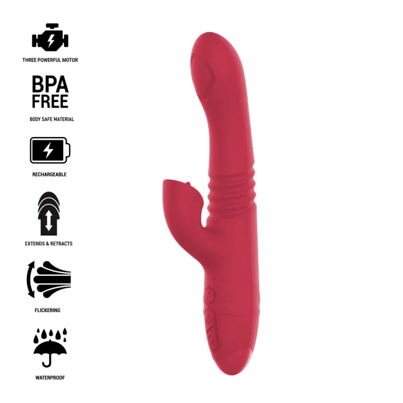 Vibromasseur Multifonction Rouge Étanche Silicone
