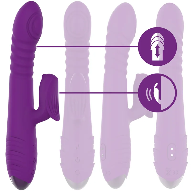 Vibromasseur Multifonction Violet Rechargeable Avec Stimulateur Clitoris