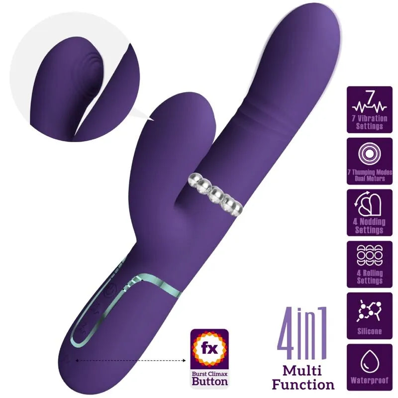 Vibromasseur Rabbit Multifonction Silicone Violet