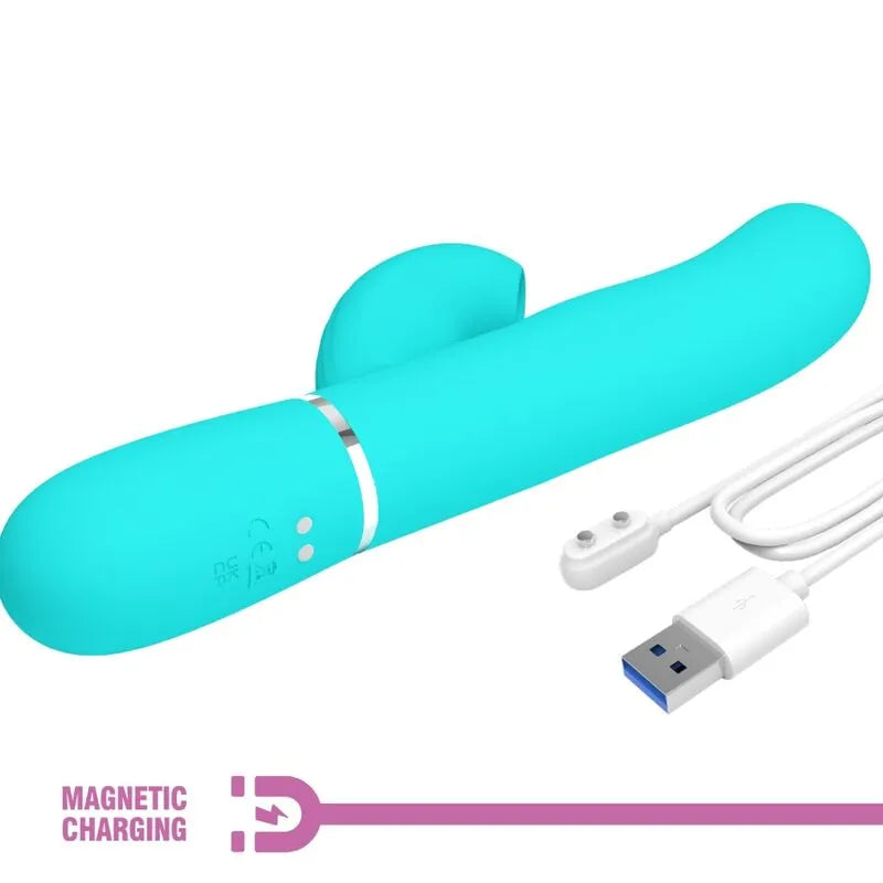 Vibromasseur Rabbit Silicone Vert Aqua Étanche