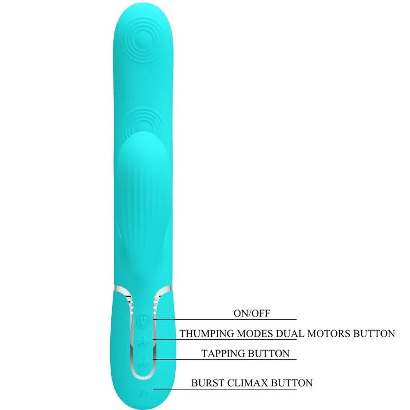 Vibromasseur Rabbit Silicone Vert Aqua Étanche