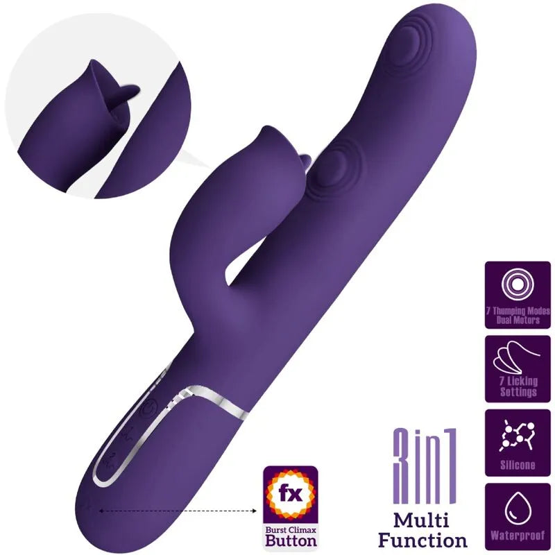 Vibromasseur Rabbit Silicone Violet Étanche