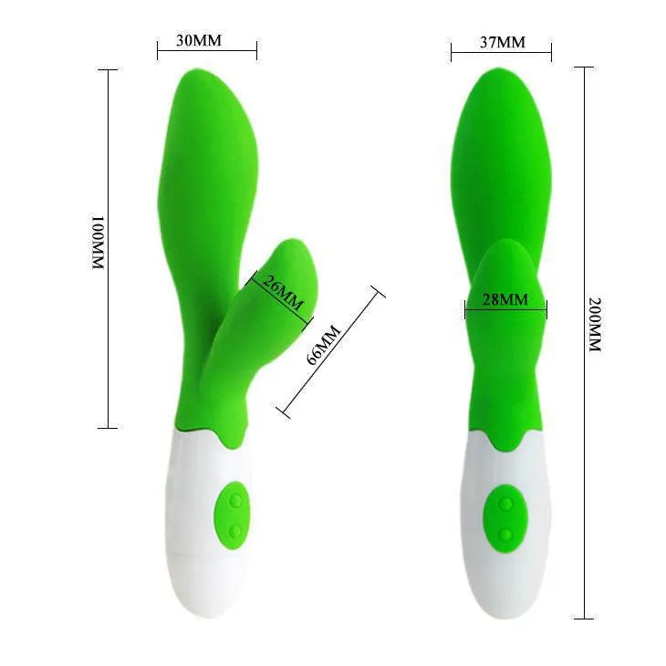 Vibromasseur Silicone Ergonomique Vert Stimulation Clitoridienne