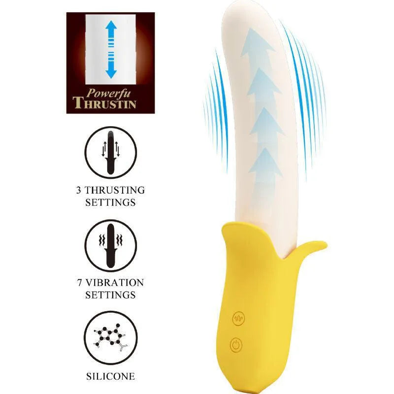 Vibromasseur Silicone Jaune Multifonction Rechargeable