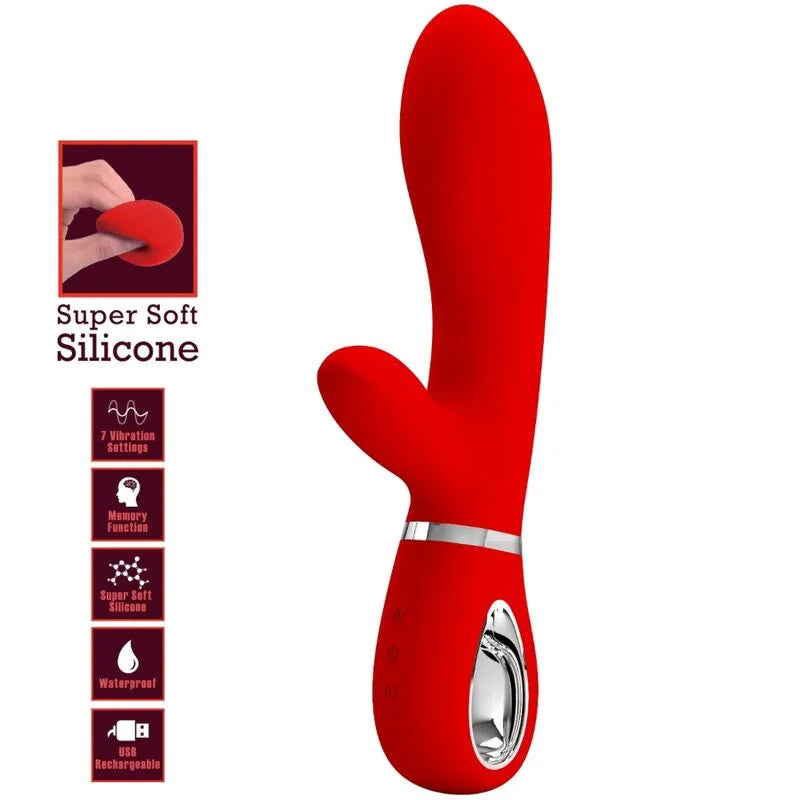 Vibromasseur Silicone Rouge 7 Fonctions Stimulation Point G