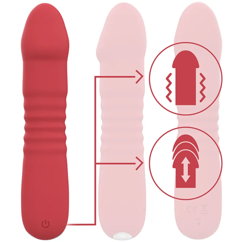 Vibromasseur Silicone Rouge Étanche Up&Down