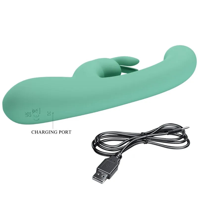 Vibromasseur Silicone Vert Stimulation Point G Et Clitoris
