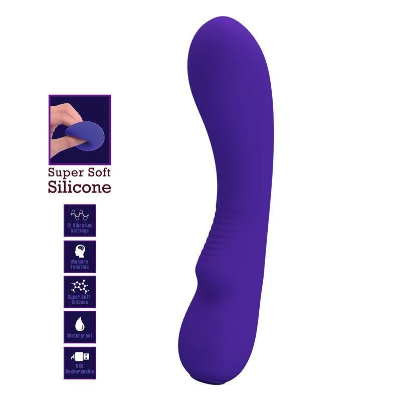 Vibromasseur Silicone Violet Rechargeable 12 Vibrations